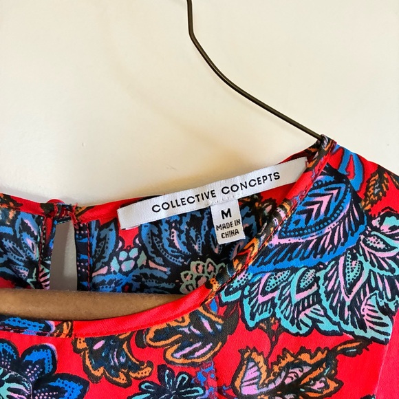 Collective Concepts Red and Blue Floral Kids Dress - Picture 2 of 3